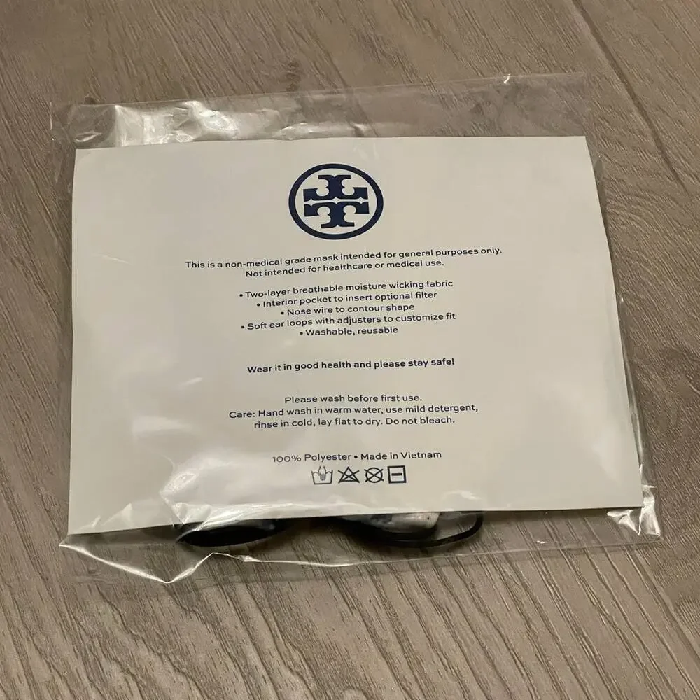 Tory Burch Printed Two Layer Adjustable Face Mask New Limited Print